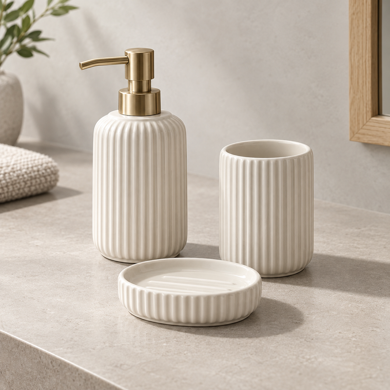 Fluted Ceramic Vanity Set