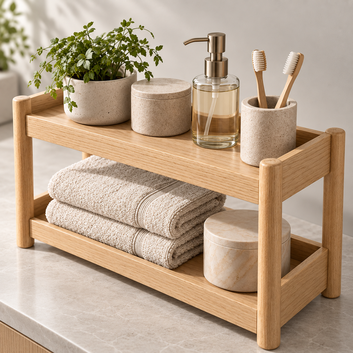 Oak Countertop Organizer detail view