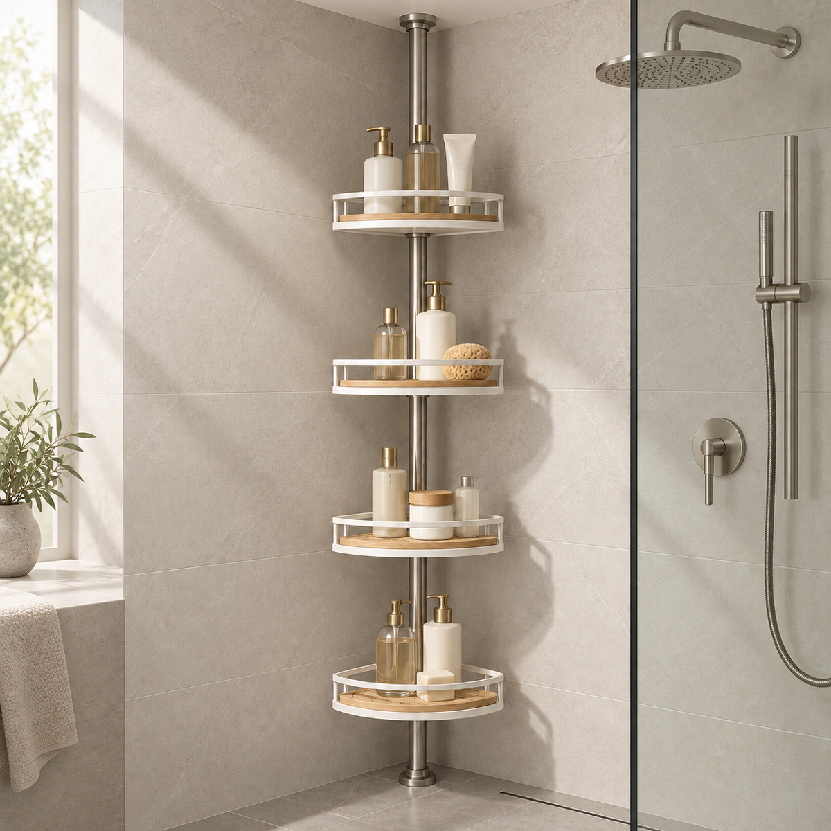 Tension Corner Shower Organizer lifestyle view