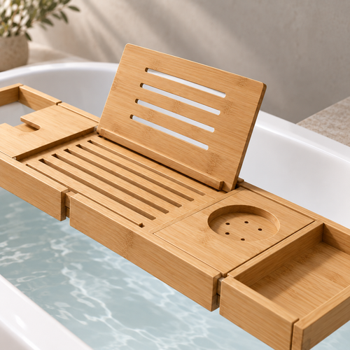 Bamboo Bathtub Caddy detail view