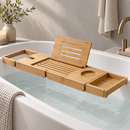 Bamboo Bathtub Caddy hero view