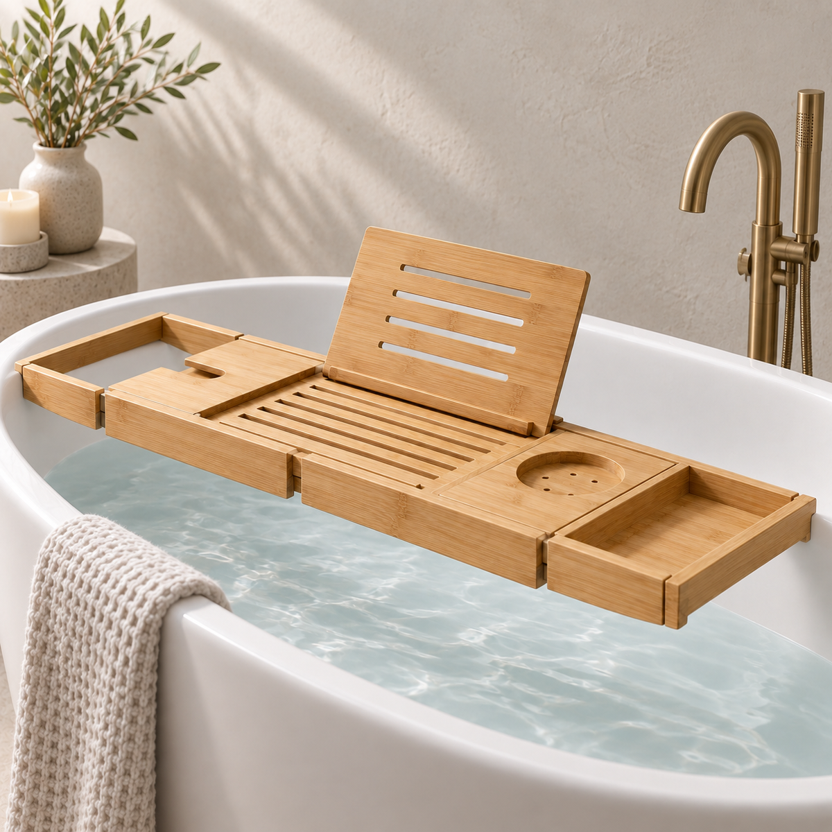 Bamboo Bathtub Caddy lifestyle view