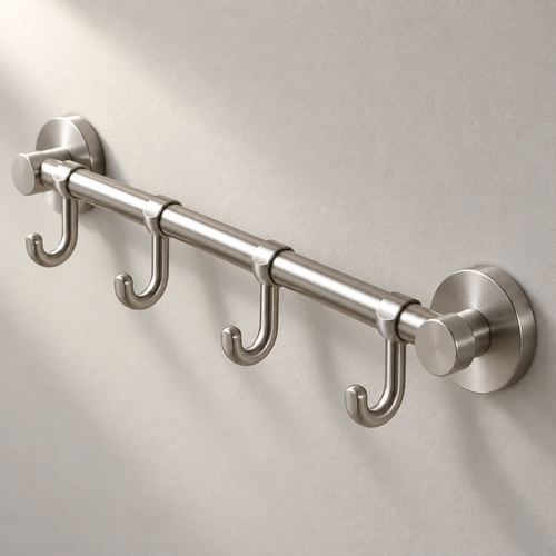 Brushed Steel Hook Rail detail view