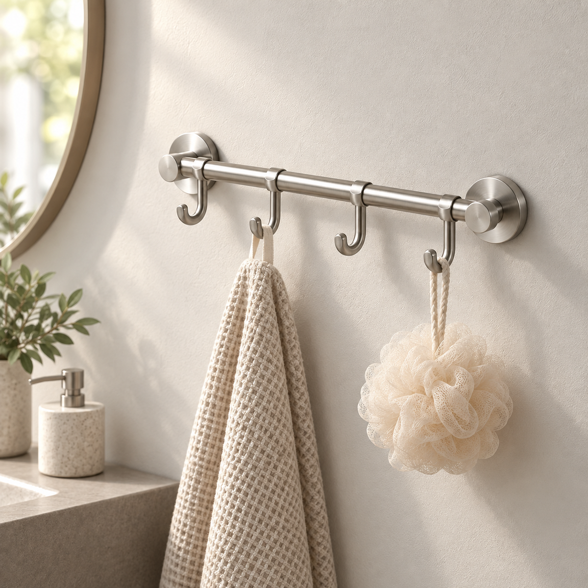 Brushed Steel Hook Rail lifestyle view