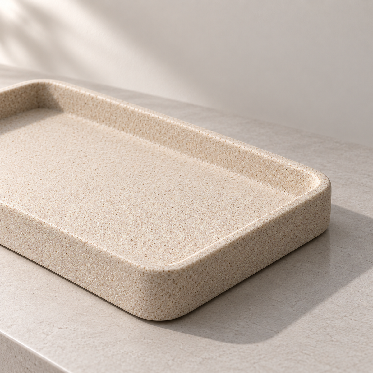 Sandstone Resin Vanity Tray detail view
