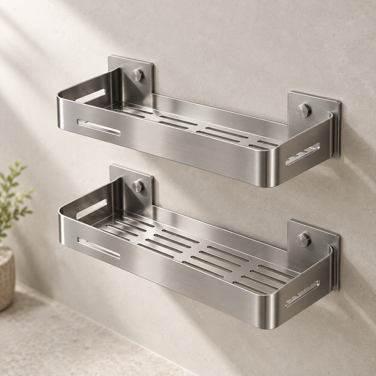 Stainless Shower Shelf Pair hero view