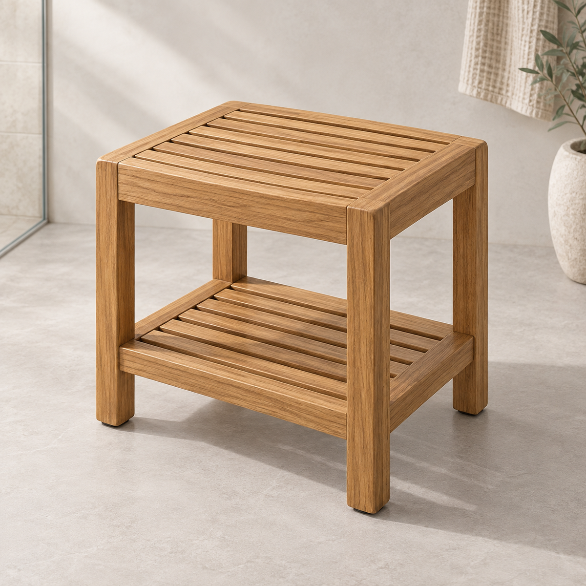 Teak Shower Bench hero view