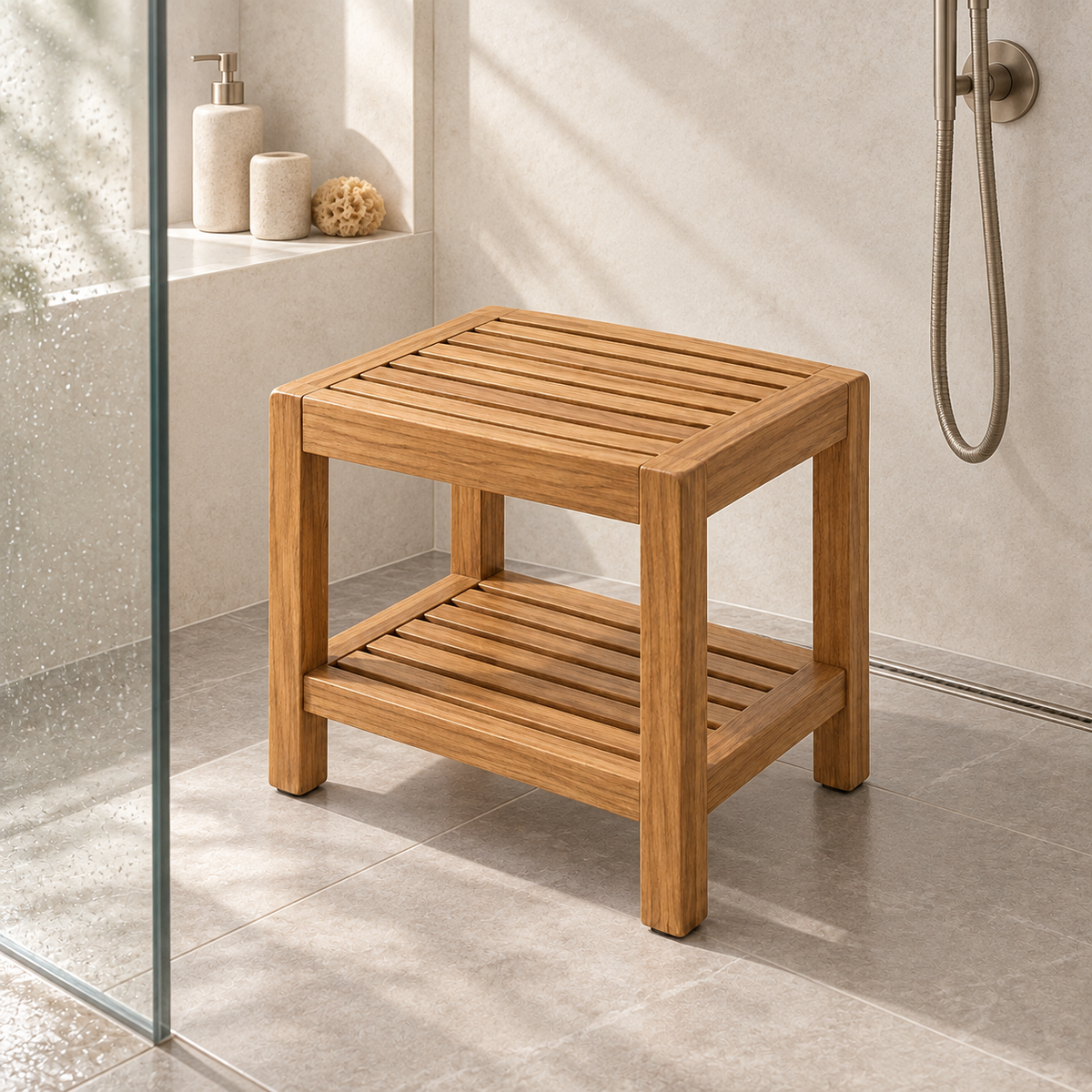 Teak Shower Bench lifestyle view