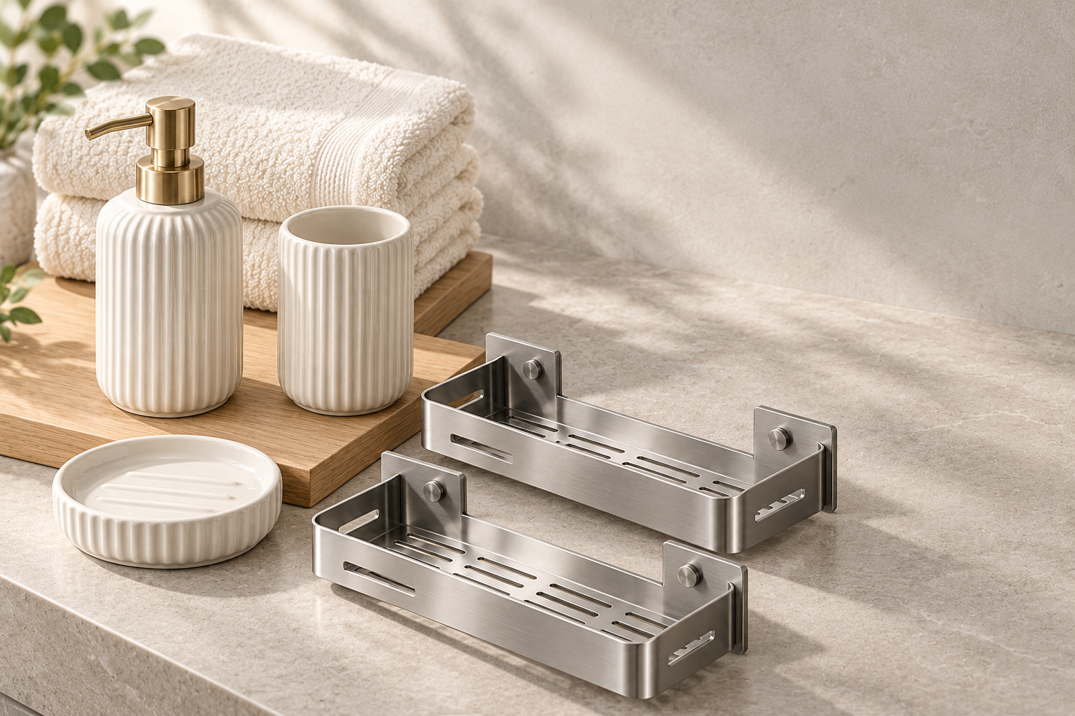 Materials in a bathroom setting
